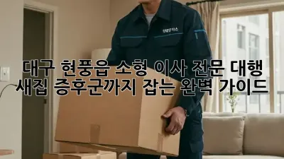 대구 현풍읍 소형 이사 전문 대행: 새집 증후군까지 잡는 완벽 가이드